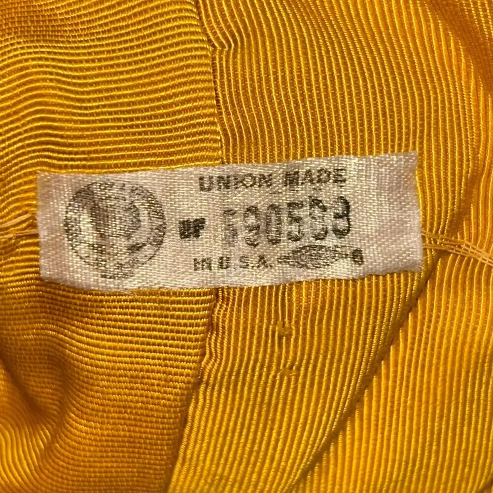 Vintage Union made USA yellow bucket hat made w/ stretchy lace 50’s 60’s